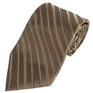 Perry Ellis Portfolio Tan Blue Regimental Stripe Silk Necktie NWT 58x4 China